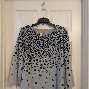 Ruby Rd. Red Cheetah/Leopard Print Sweater | Soft Knit Statement Top | Size XL